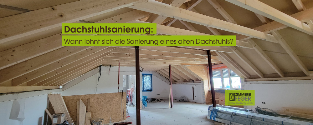 Sanierter Dachstuhl mit erneuerter Holzkonstruktion und modernisiertem Innenraum.